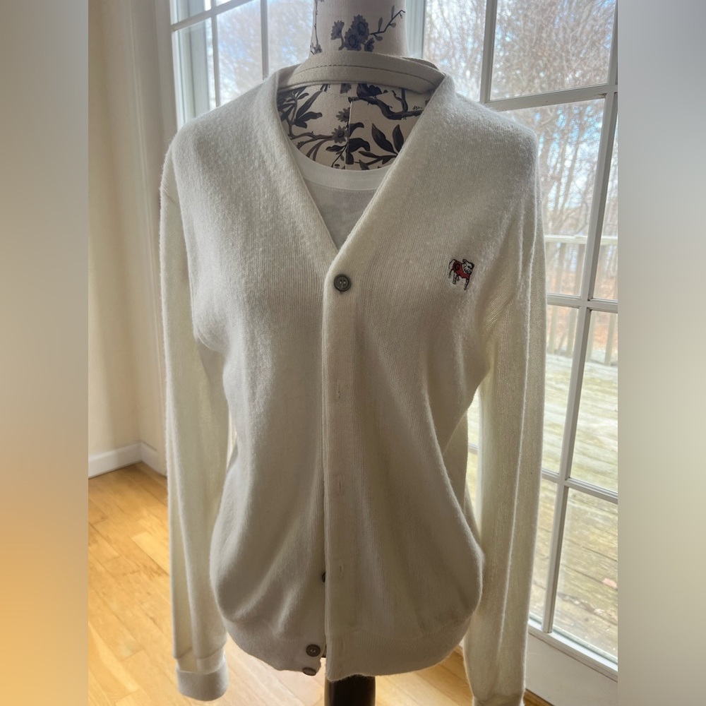 University of Georgia UGA Bulldogs Vintage Unisex Button Fown Sweater cream
